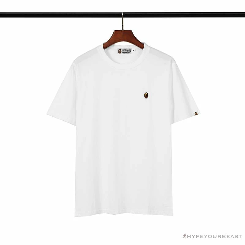 BAPE Classic Embroidered Logo Ape Head Tee Shirt ‘WHITE’ Clothes