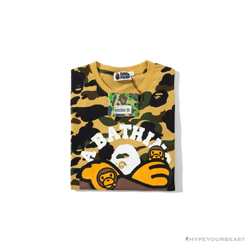 Clothes BAPE KIDS Elbow Hug Gorilla Camouflage Tee Shirt ‘YELLOW’