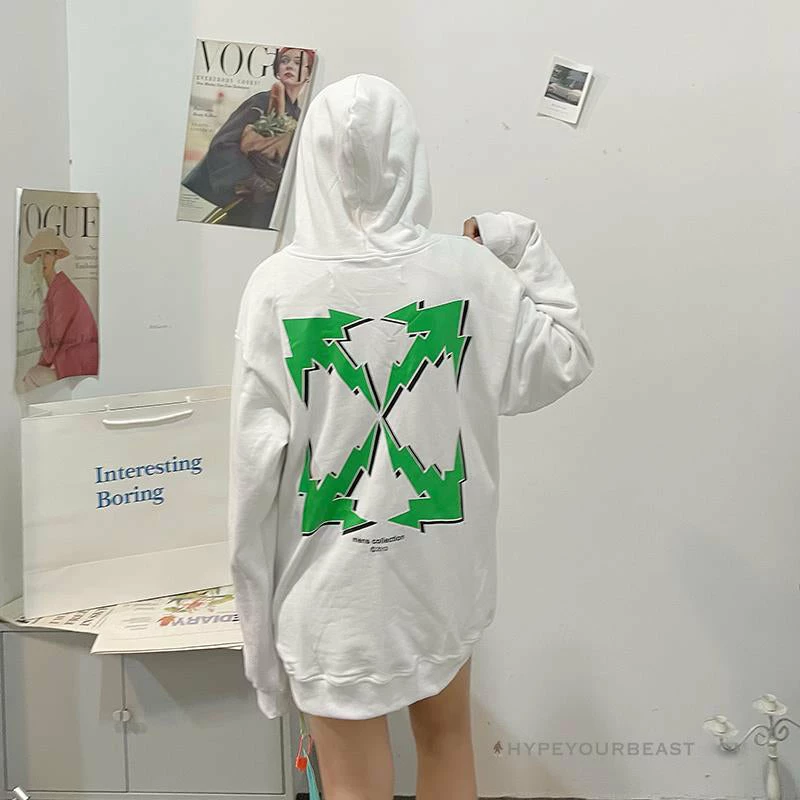HypeYourBeast Off-White Green Hoodie – White Hoodies & Jackets