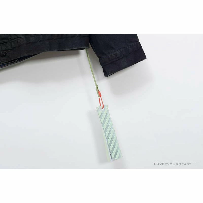 OFF-WHITE Autumn And Winter New ️Back Blue Arrow Wash Denim Jacket Hoodies & Jackets