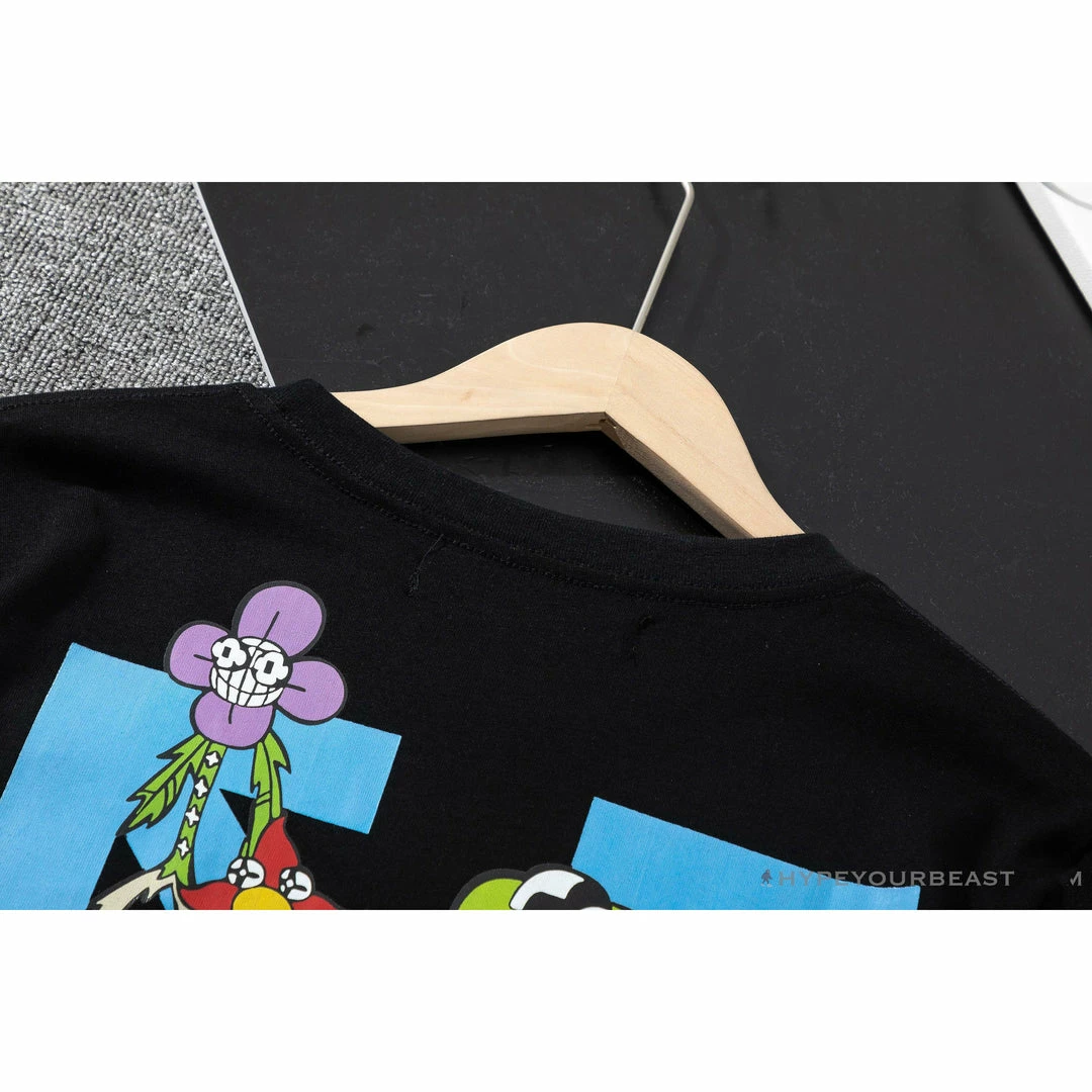 OFF-WHITE Floral And Frog Pattern Tee Shirt ‘BLACK’ T-Shirts