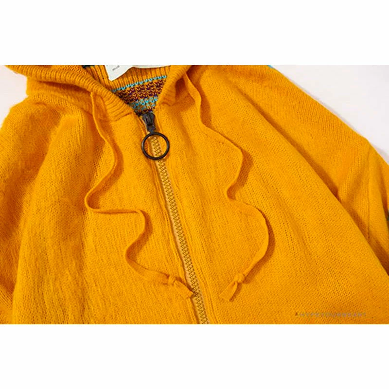 OFF-WHITE Mohair Zip Sweater Hoodie ‘Yellow’
