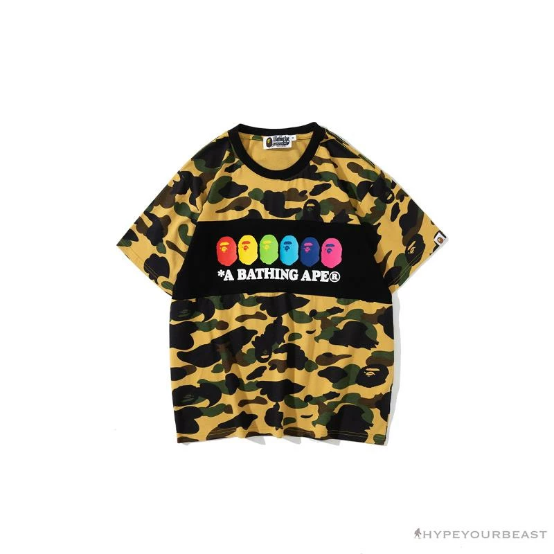 Clothes BAPE KIDS Color Ape Head Camouflage Tee Shirt ‘YELLOW’