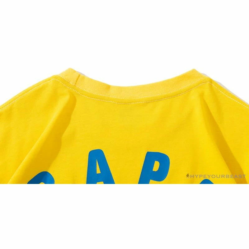 BAPE KIDS Small Net Pocket Ape Man Head Tee Shirt ‘YELLOW’ Clothes