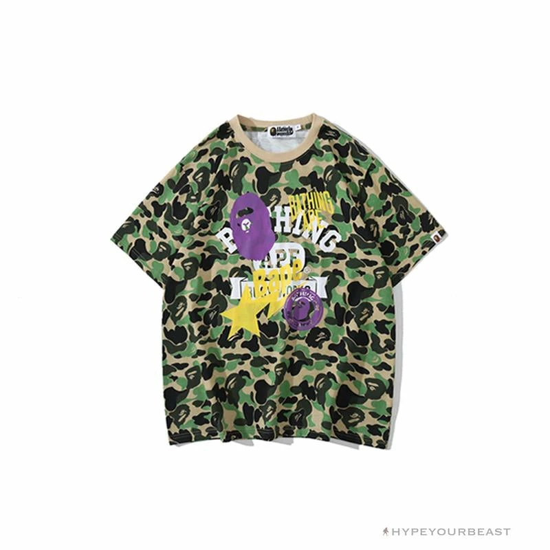 BAPE Ape Head Star Camouflage Shading Tee Shirt ‘GREEN’