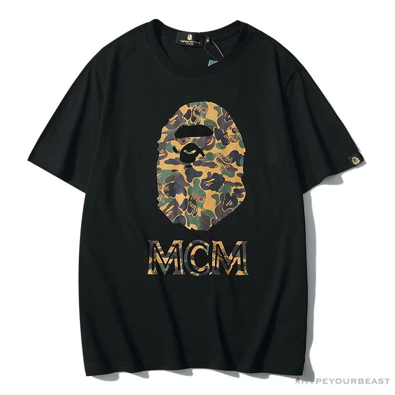 BAPE X MCM Camouflage Ape Head Tee Shirt ‘BLACK’
