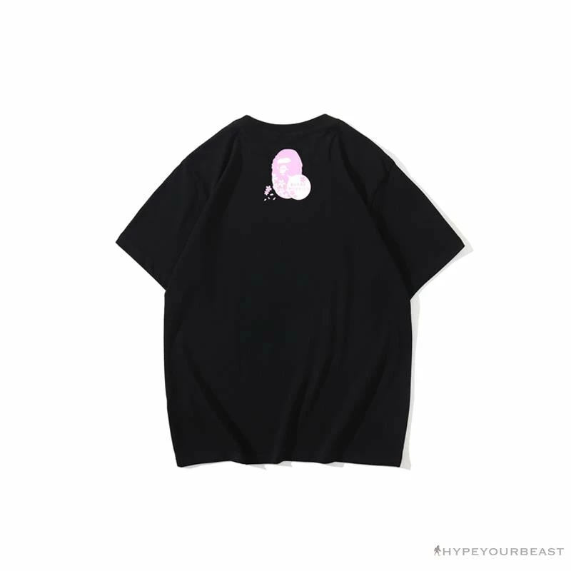 BAPE Japan Limited Edition Pink Cherry Tree Tee Shirt ‘BLACK’ Clothes