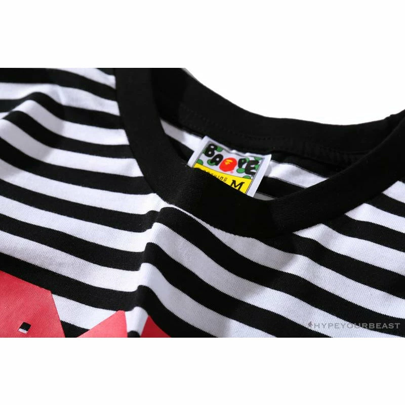 BAPE Baby Milo Rock Bass Player Striped Tee Shirt ‘BLACK’ Clothes