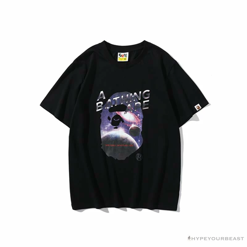 Clothes BAPE Universe Solar System Ape Man Head Tee Shirt ‘BLACK’