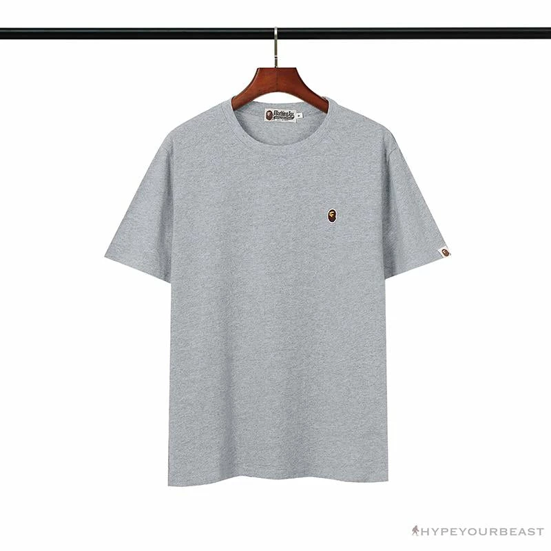 BAPE Classic Embroidered Logo Ape Head Tee Shirt ‘GREY’
