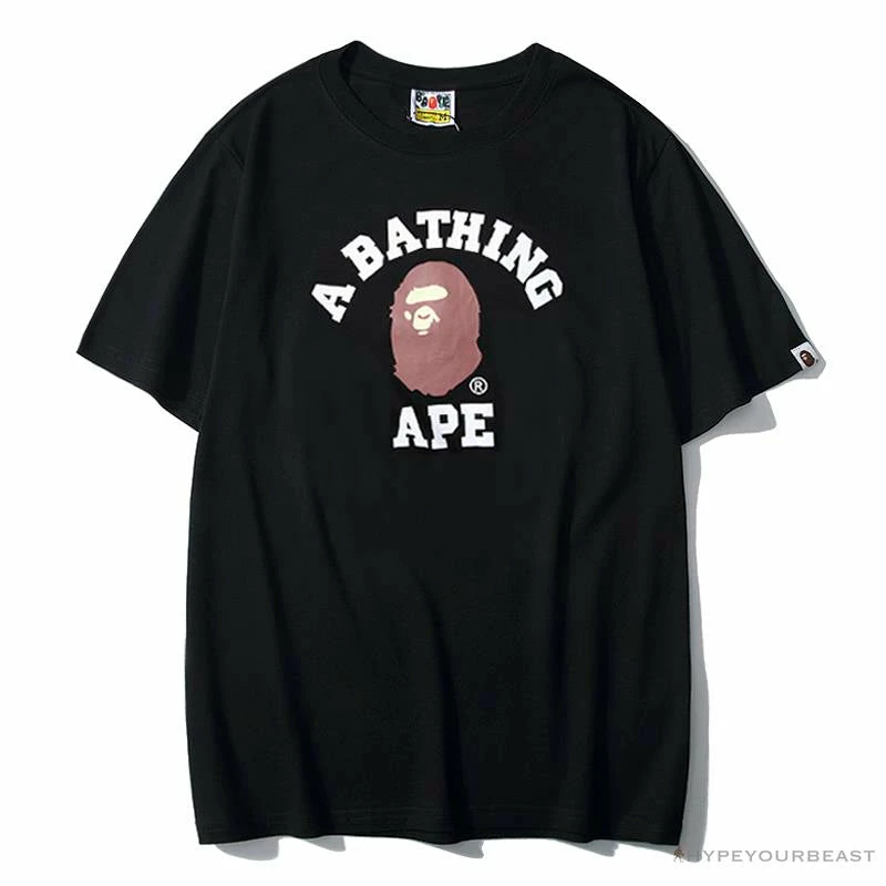 BAPE Classic Basic Ape Man Head English LOGO Tee Shirt ‘BLACK’ Clothes