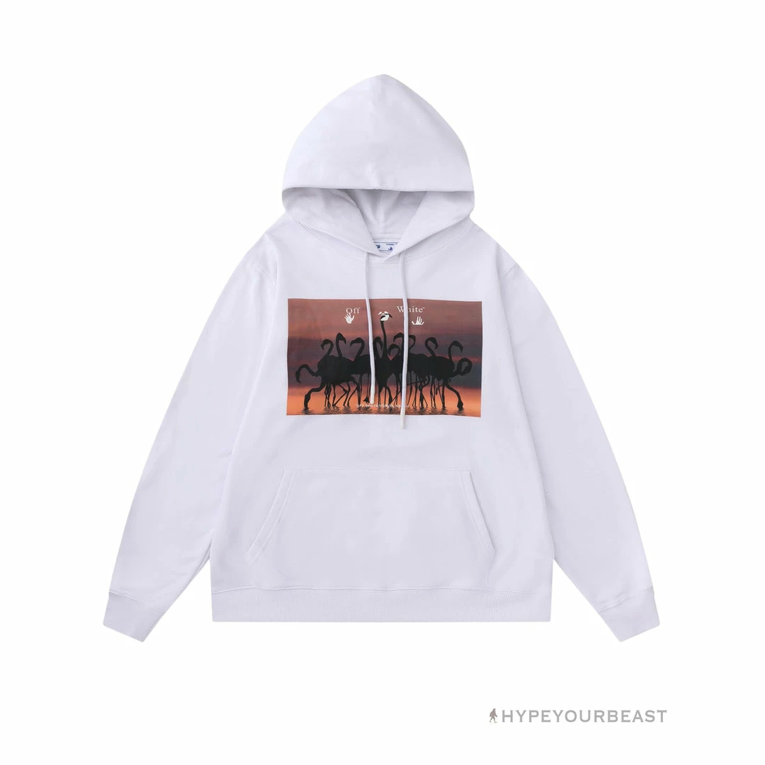HypeYourBeast Off White Hoodie Flamingo – White Hoodies & Jackets