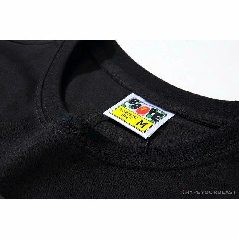 BAPE Classic Basic Ape Man Head English LOGO Tee Shirt ‘BLACK’ Clothes