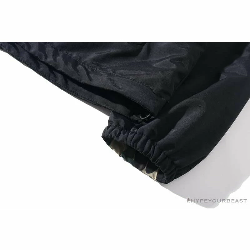 BAPE X FCRB Joint Double Zip Camouflage Hoodie ‘BLACK’ Clothes