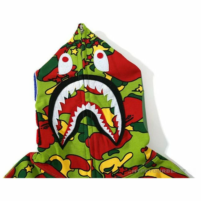 BAPE Shark Head STA Star Camouflage Hoodie ‘GREEN’