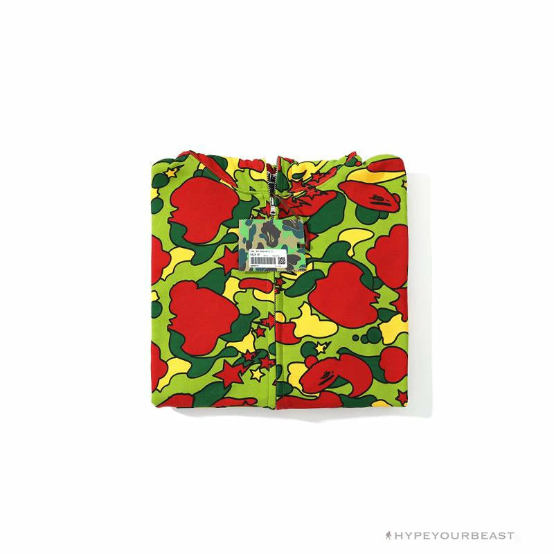 BAPE Shark Head STA Star Camouflage Hoodie ‘GREEN’
