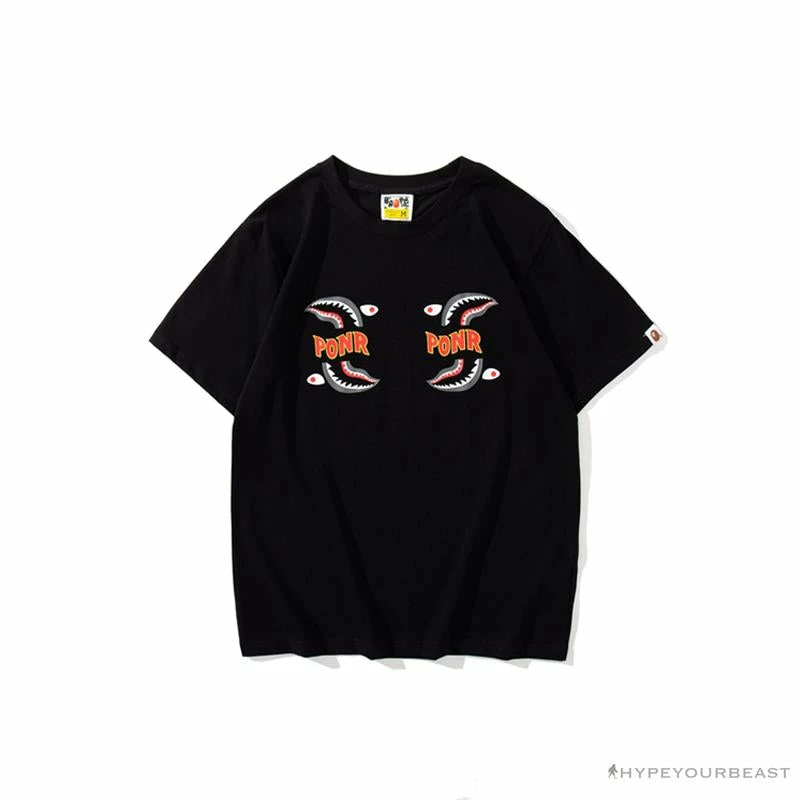 BAPE Shark Head PONR Tee Shirt ‘BLACK’ Clothes