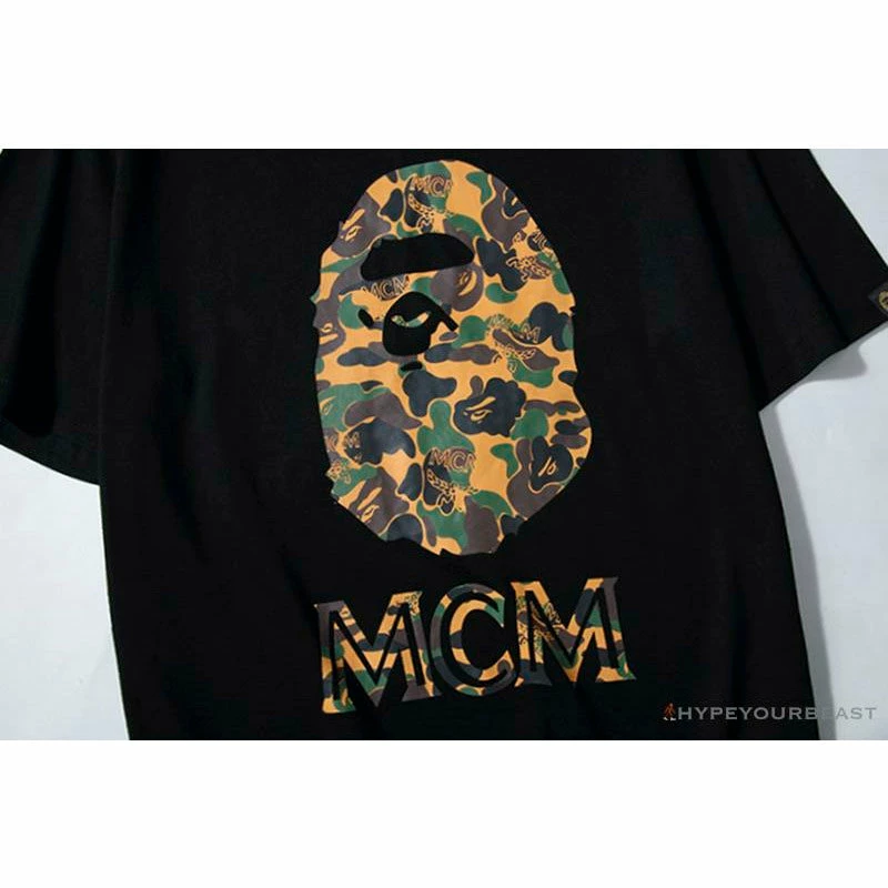 BAPE X MCM Camouflage Ape Head Tee Shirt ‘BLACK’