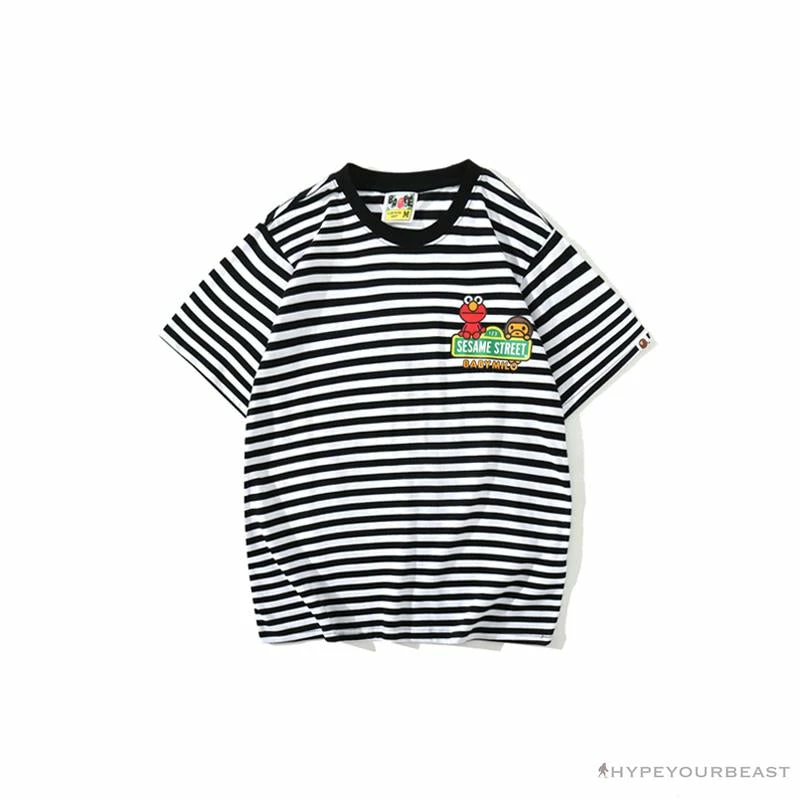 Clothes BAPE Baby Milo Sesame Street Striped Tee Shirt ‘BLACK’
