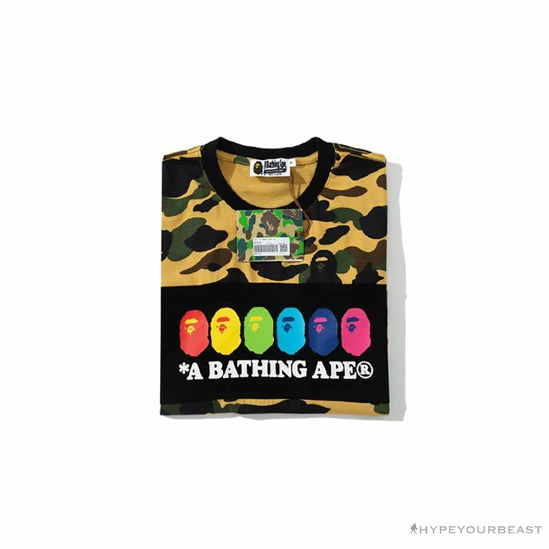 Clothes BAPE KIDS Color Ape Head Camouflage Tee Shirt ‘YELLOW’