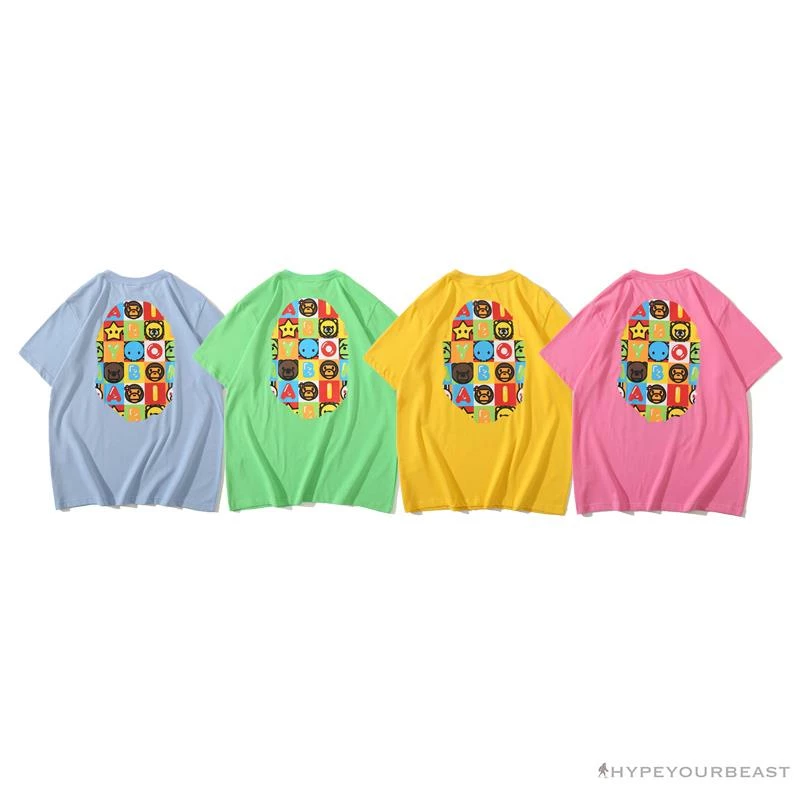 BAPE Baby Milo Color Square Ape Head Tee Shirt ‘BLUE’ Clothes