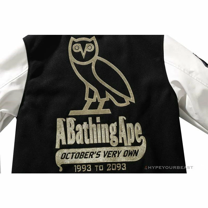 BAPE OVO Patchwork Baseball Owl Jacket Clothes