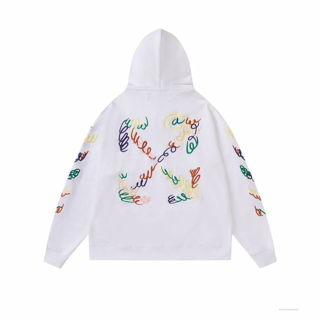 HypeYourBeast Off White Hoodie Embroidered White