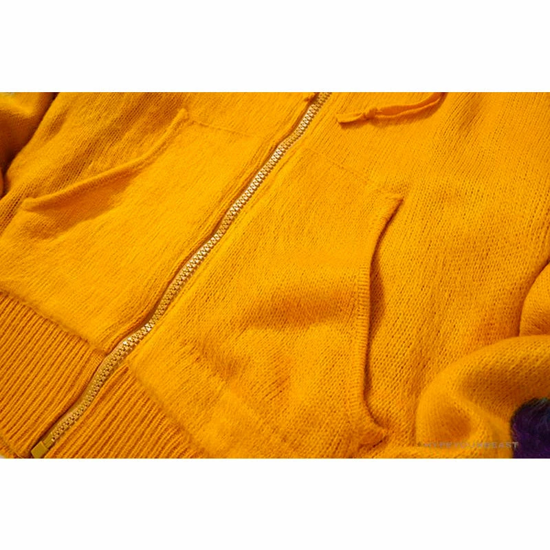 OFF-WHITE Mohair Zip Sweater Hoodie ‘Yellow’