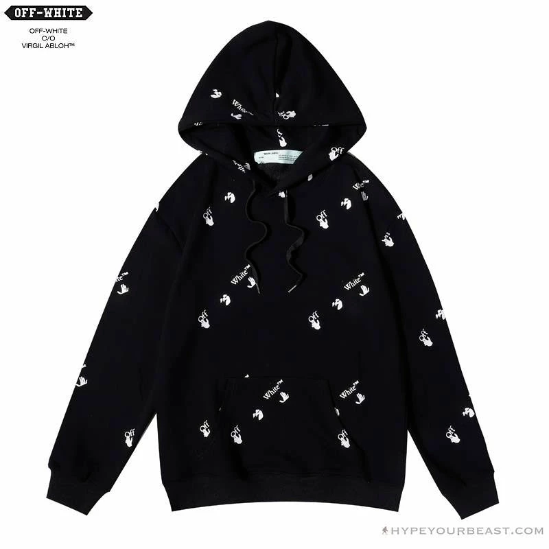 OFF-WHITE Classic Print Hoodie ‘BLACK’ Hoodies & Jackets