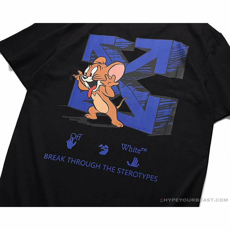 T-Shirts OFF-WHITE Classic Animated Tom And Jerry Arrow Tee Shirt ‘BLACK’