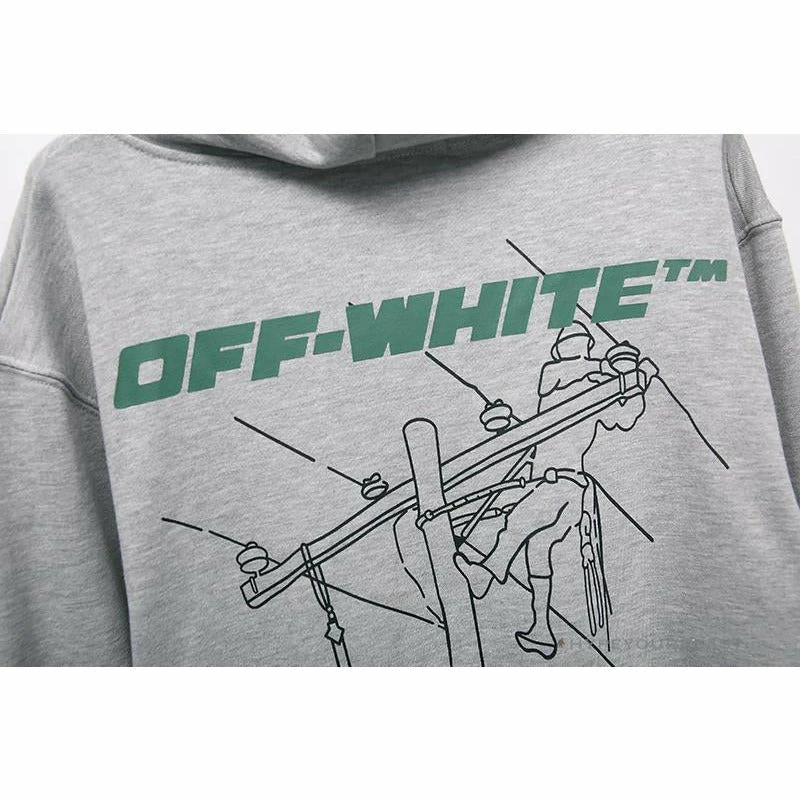 Hoodies & Jackets OFF-WHITE Hand-Painted Utility Pole Worker Hoodie ‘GREY’