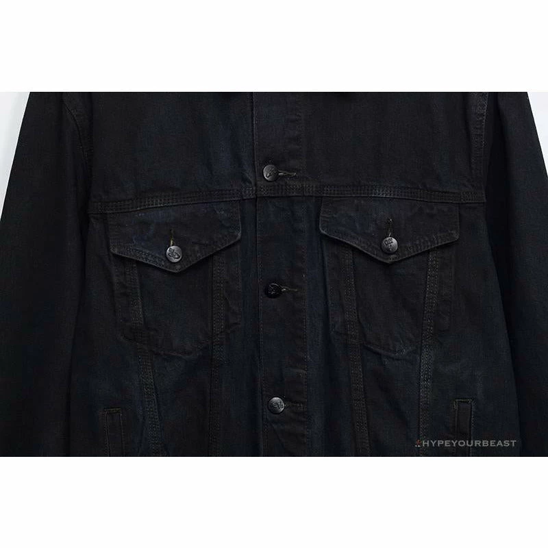 OFF-WHITE Autumn And Winter New ️Back Blue Arrow Wash Denim Jacket Hoodies & Jackets