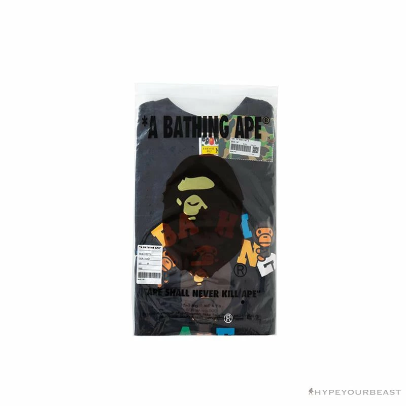 BAPE Baby Milo Color Letter Monkey Tee Shirt ‘BLACK’