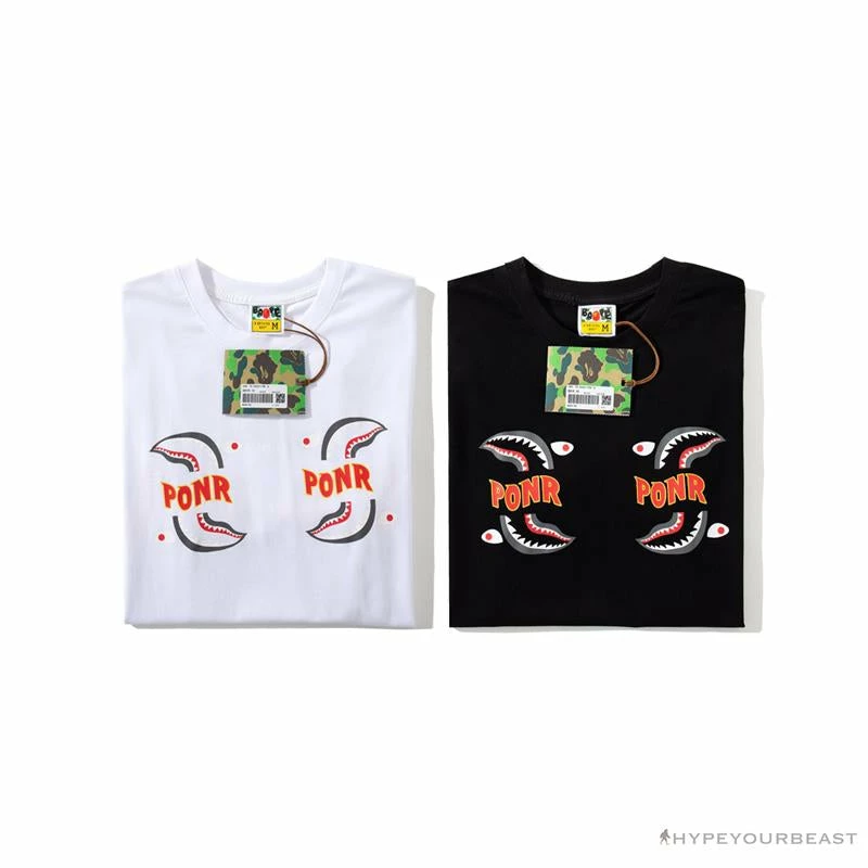 Clothes BAPE Shark Head PONR Tee Shirt ‘WHITE’