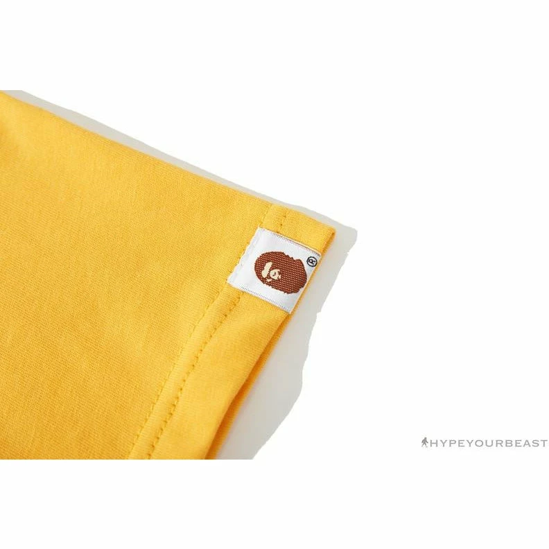 Clothes BAPE Japanese Ninja Ape Man Raglan Sleeve Color Block Tee Shirt ‘YELLOW’