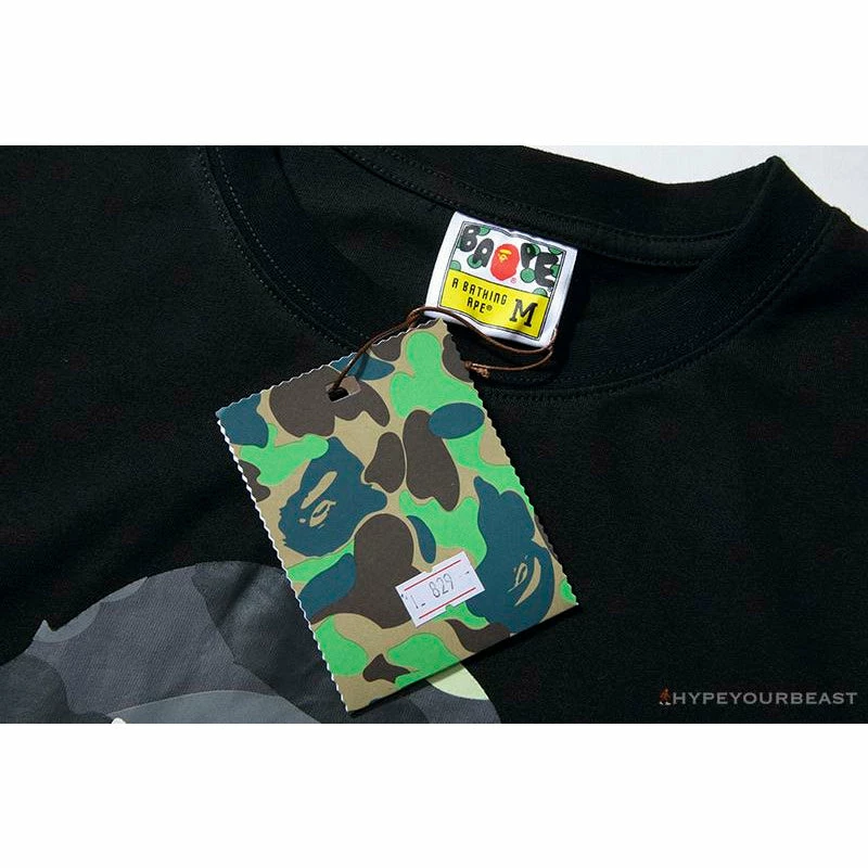 Clothes BAPE Luminous Spots Camouflage Great Ape Man Black Head Cotton Short Sleeve Tee Shirt ‘BLACK’