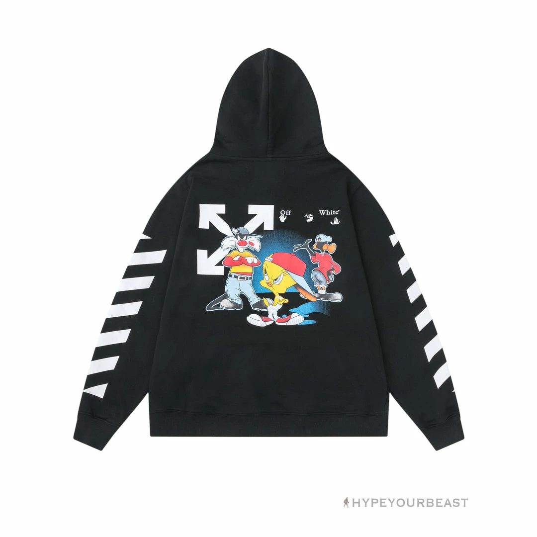 HypeYourBeast Off White Hoodie Looney – Black Hoodies & Jackets