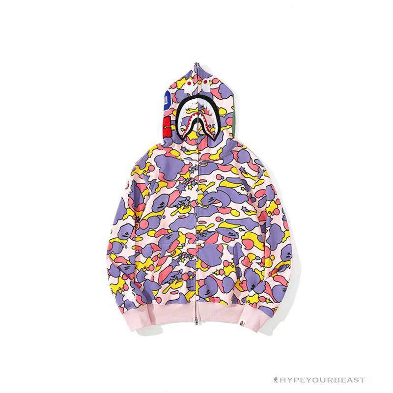 BAPE Shark Head STA Star Camouflage Hoodie ‘PINK’