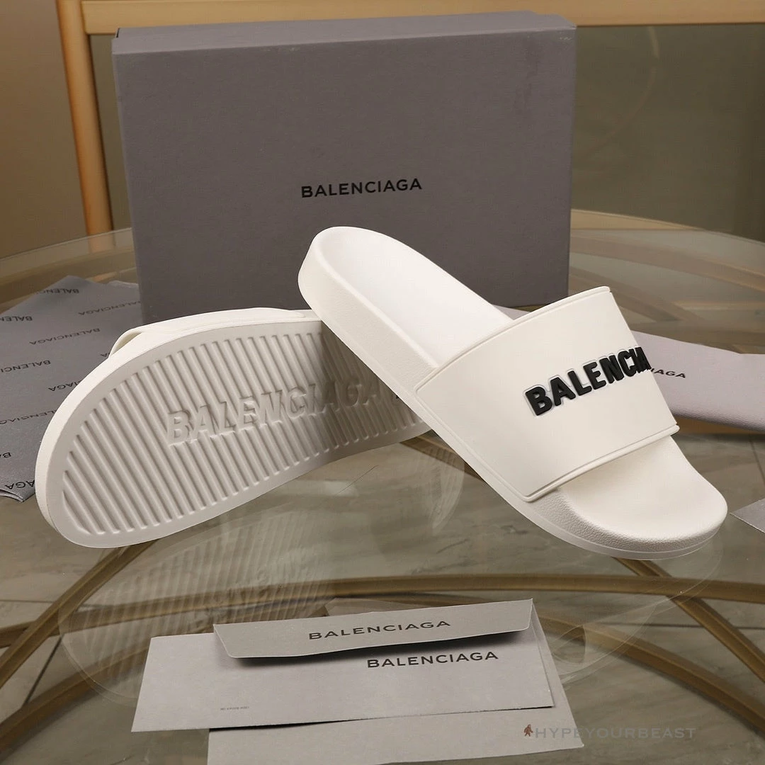 hypeyourbeast Ba*len*cia*ga slides bcg slides white