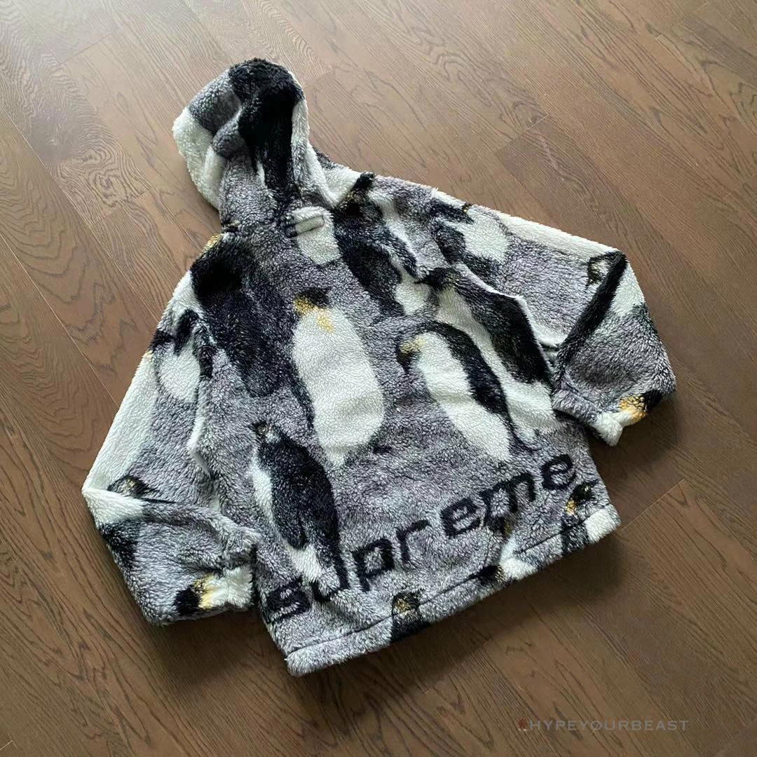 hypeyourbeast S*p*e penguins hooded fleece jacket black hoodies & jackets