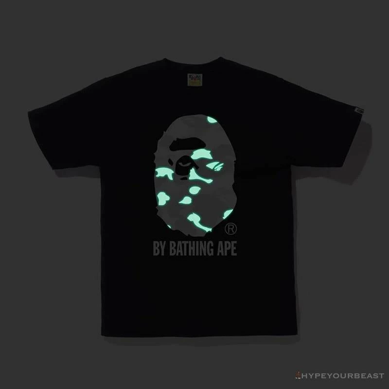 Clothes BAPE Luminous Spots Camouflage Great Ape Man Black Head Cotton Short Sleeve Tee Shirt ‘BLACK’