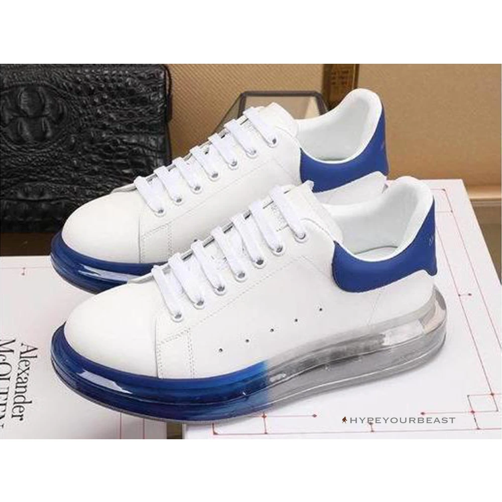 A. Mcqueen Alexander McQueen White / Blue Rubber Sole Air Platform Sneaker