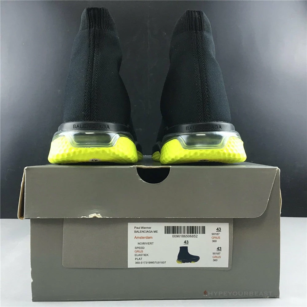 bcg sock sneakers clear sole – black yellow fluo Ba*len*cia*ga
