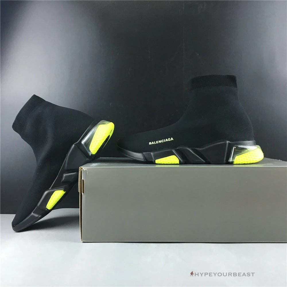 bcg sock sneakers clear sole – black yellow fluo Ba*len*cia*ga