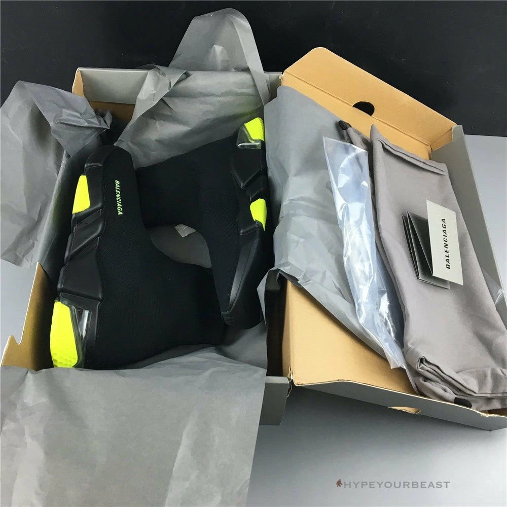 bcg sock sneakers clear sole – black yellow fluo Ba*len*cia*ga