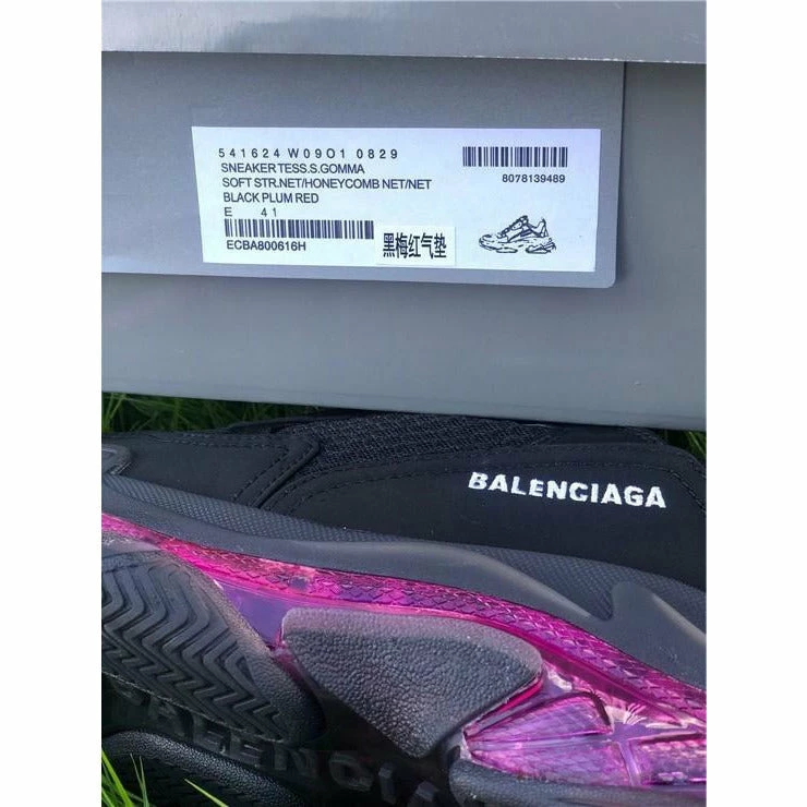 BCG Triple S Clear Sole – Black Pink Neon