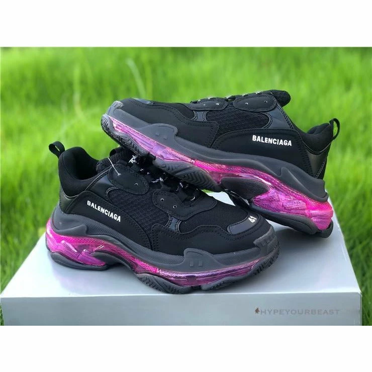 BCG Triple S Clear Sole – Black Pink Neon