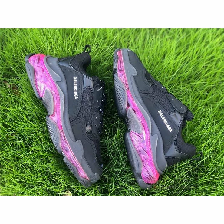 BCG Triple S Clear Sole – Black Pink Neon