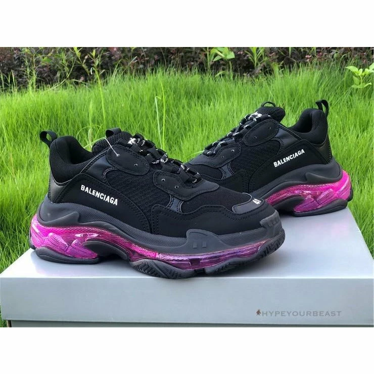 BCG Triple S Clear Sole – Black Pink Neon