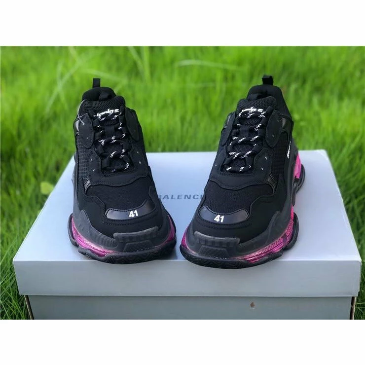 BCG Triple S Clear Sole – Black Pink Neon
